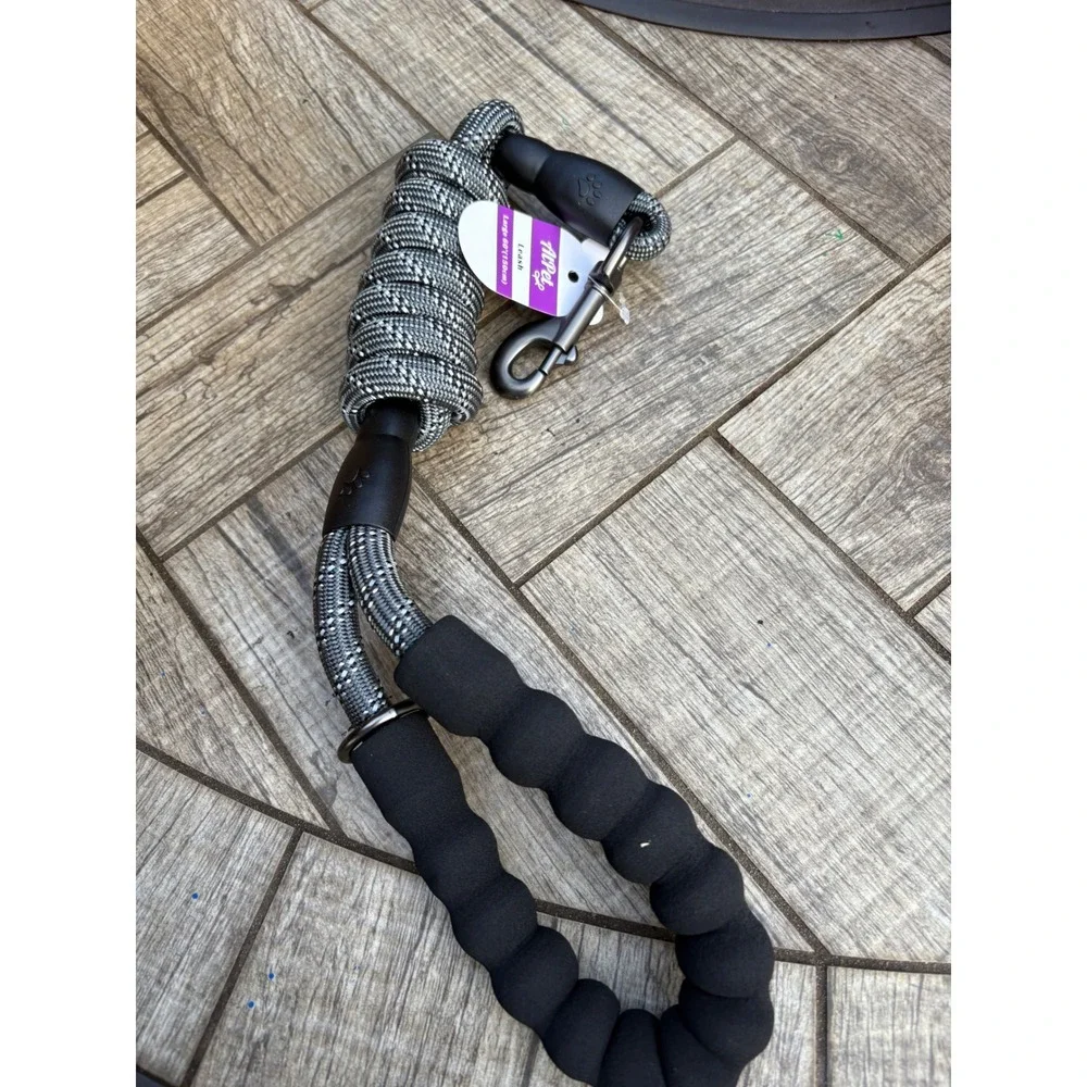At‎ pet Large Dog Leash 60 Inch Padded Handle Reflective Climbing Rope Black
